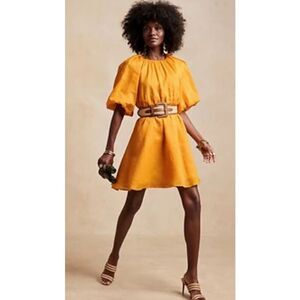 Banana Republic open back ramie dress in mango - L